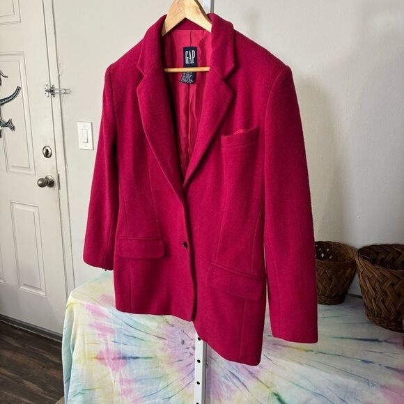 Vintage GAP fuscia Blazer Structured wool coat jacket sz small Elle Woods preppy - Picture 3 of 11